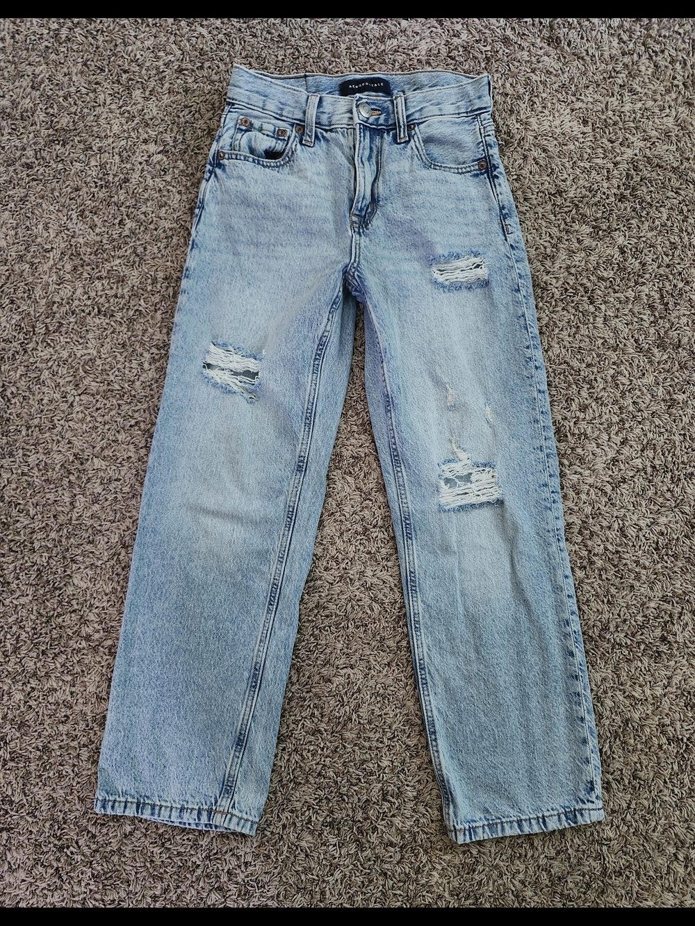 NWOT Aeropostale Light Blue Distressed Straight-Leg Jeans 000 Short
